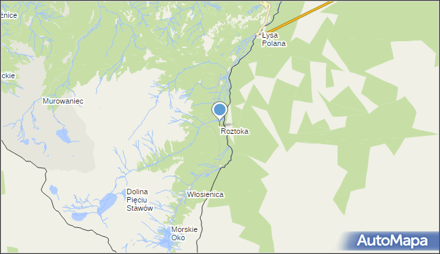 mapa Roztoka, Roztoka gmina Bukowina Tatrzańska na mapie Targeo